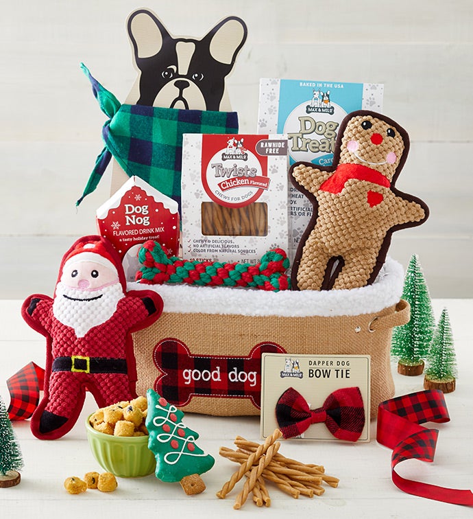Max & Milo® Holiday Dog Paw Print Gift Basket